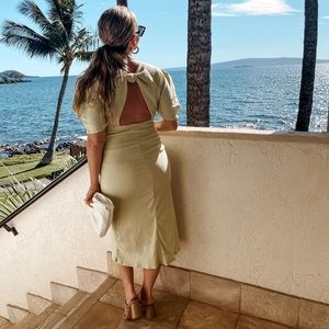 Astr the label green puff sleeve dress